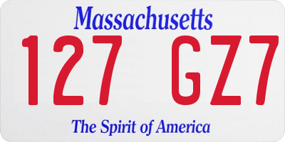 MA license plate 127GZ7