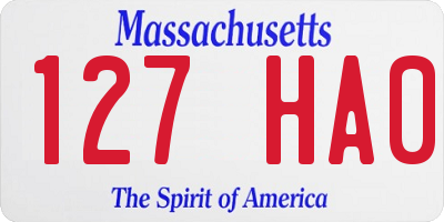 MA license plate 127HA0