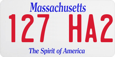 MA license plate 127HA2