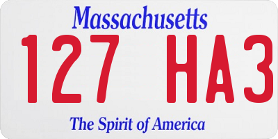 MA license plate 127HA3