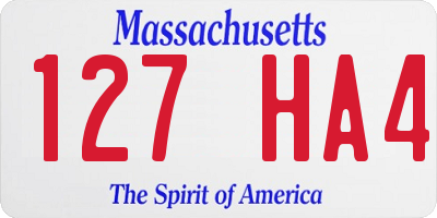 MA license plate 127HA4