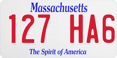 MA license plate 127HA6
