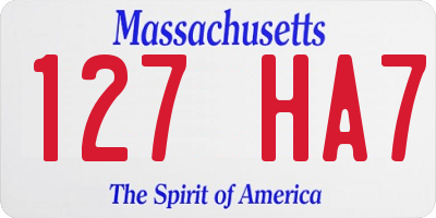 MA license plate 127HA7