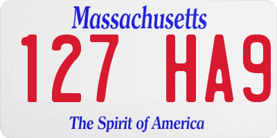 MA license plate 127HA9