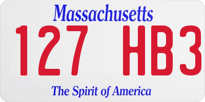 MA license plate 127HB3