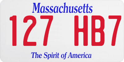 MA license plate 127HB7