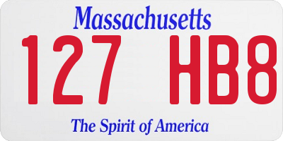 MA license plate 127HB8