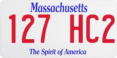 MA license plate 127HC2