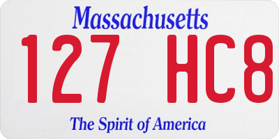 MA license plate 127HC8