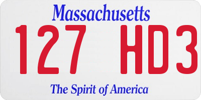 MA license plate 127HD3