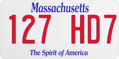 MA license plate 127HD7