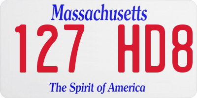MA license plate 127HD8