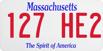 MA license plate 127HE2