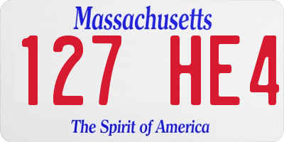 MA license plate 127HE4