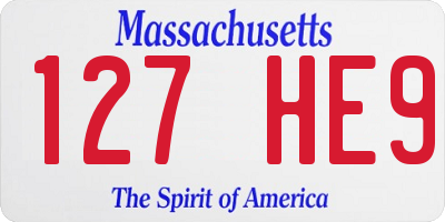 MA license plate 127HE9