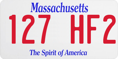 MA license plate 127HF2