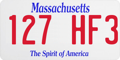 MA license plate 127HF3