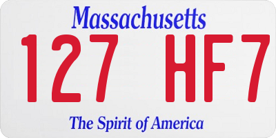 MA license plate 127HF7
