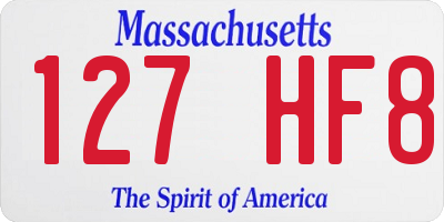 MA license plate 127HF8