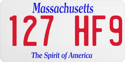 MA license plate 127HF9
