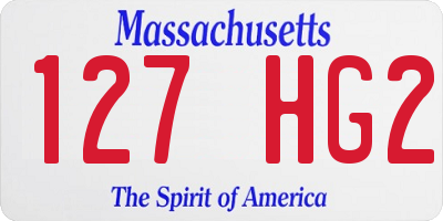 MA license plate 127HG2