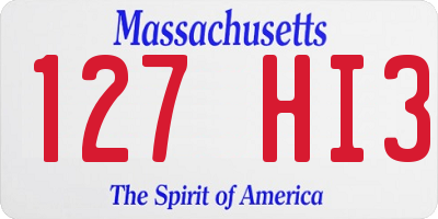 MA license plate 127HI3