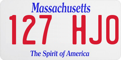MA license plate 127HJ0