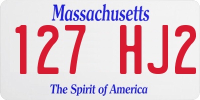 MA license plate 127HJ2
