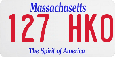 MA license plate 127HK0