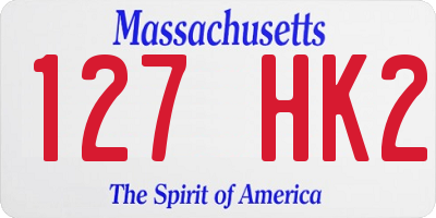 MA license plate 127HK2