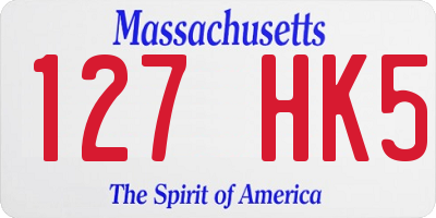 MA license plate 127HK5