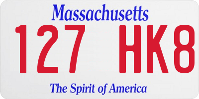 MA license plate 127HK8