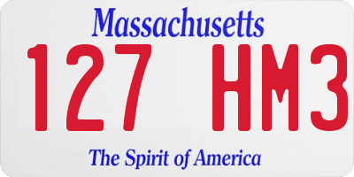 MA license plate 127HM3