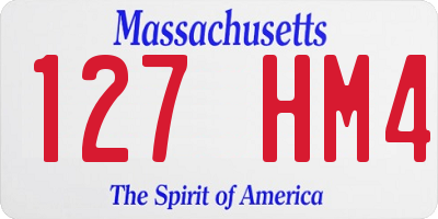 MA license plate 127HM4