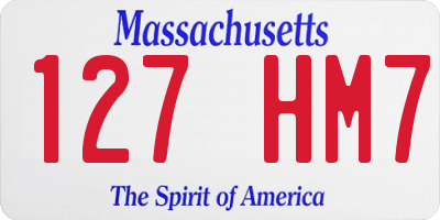MA license plate 127HM7