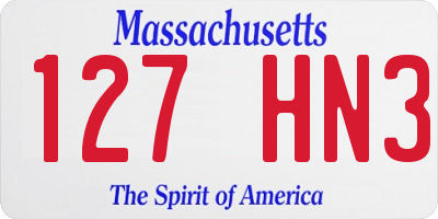 MA license plate 127HN3