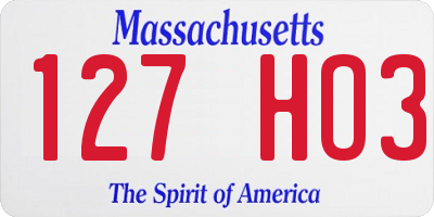 MA license plate 127HO3