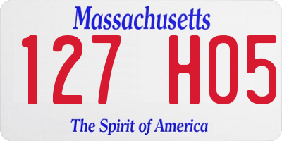 MA license plate 127HO5