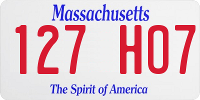 MA license plate 127HO7