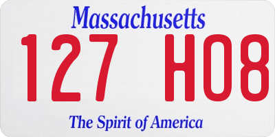 MA license plate 127HO8