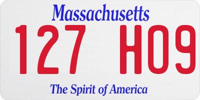 MA license plate 127HO9