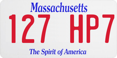 MA license plate 127HP7