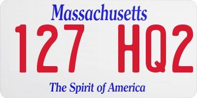 MA license plate 127HQ2