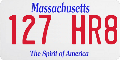 MA license plate 127HR8