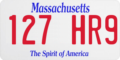 MA license plate 127HR9