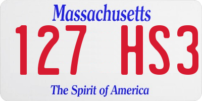 MA license plate 127HS3