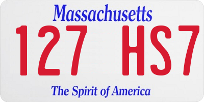 MA license plate 127HS7