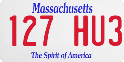 MA license plate 127HU3