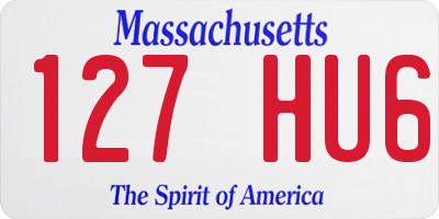 MA license plate 127HU6