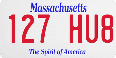 MA license plate 127HU8